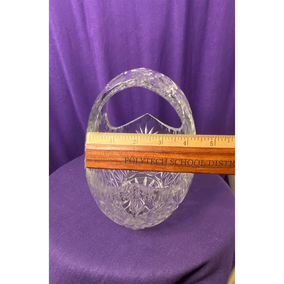Vintage Lead Crystal Clear Cut Diamond Design Basket - Picture 8 of 15